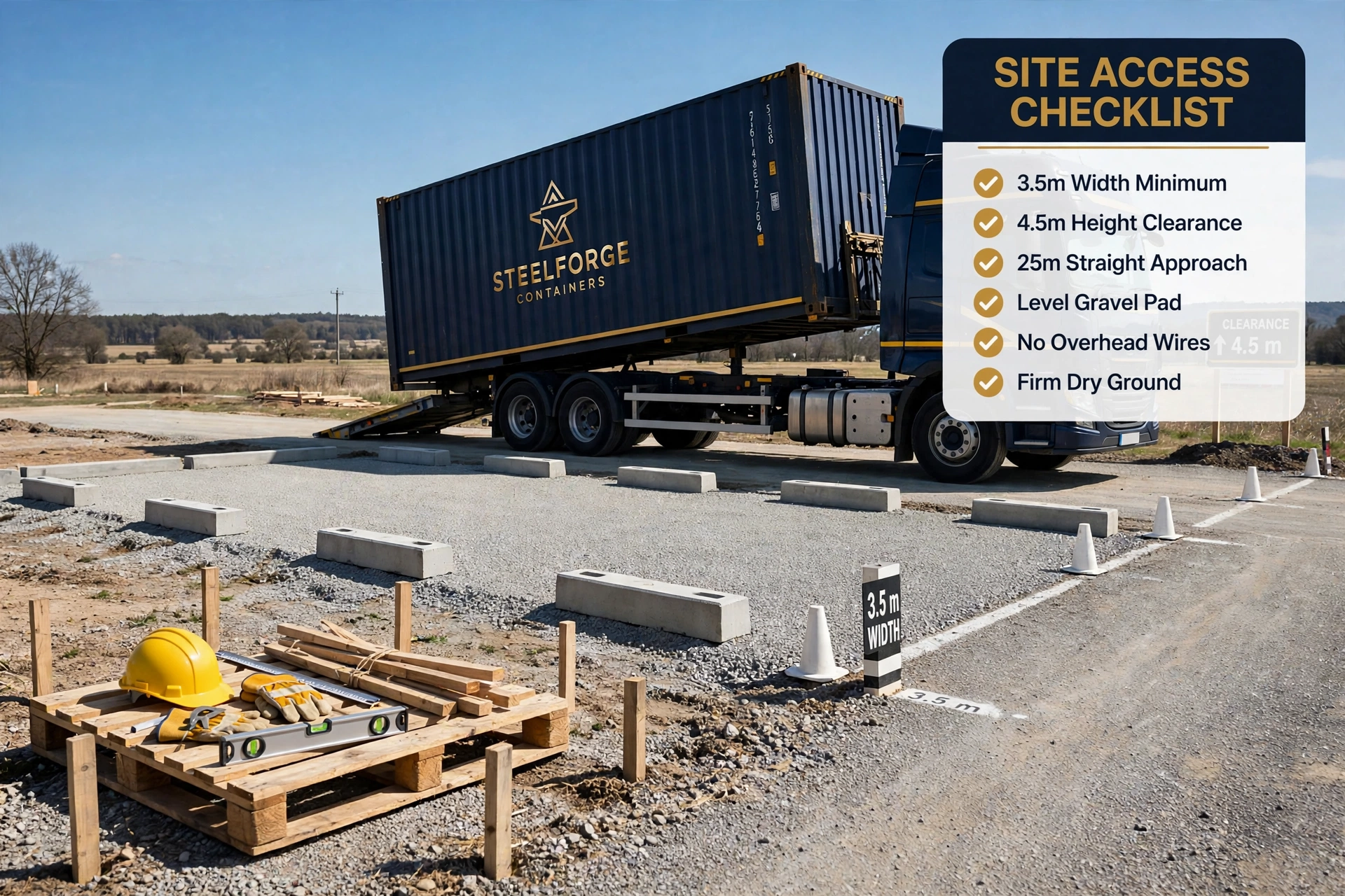 Preparing your site for a shipping container: what the truck needs and how to get it right